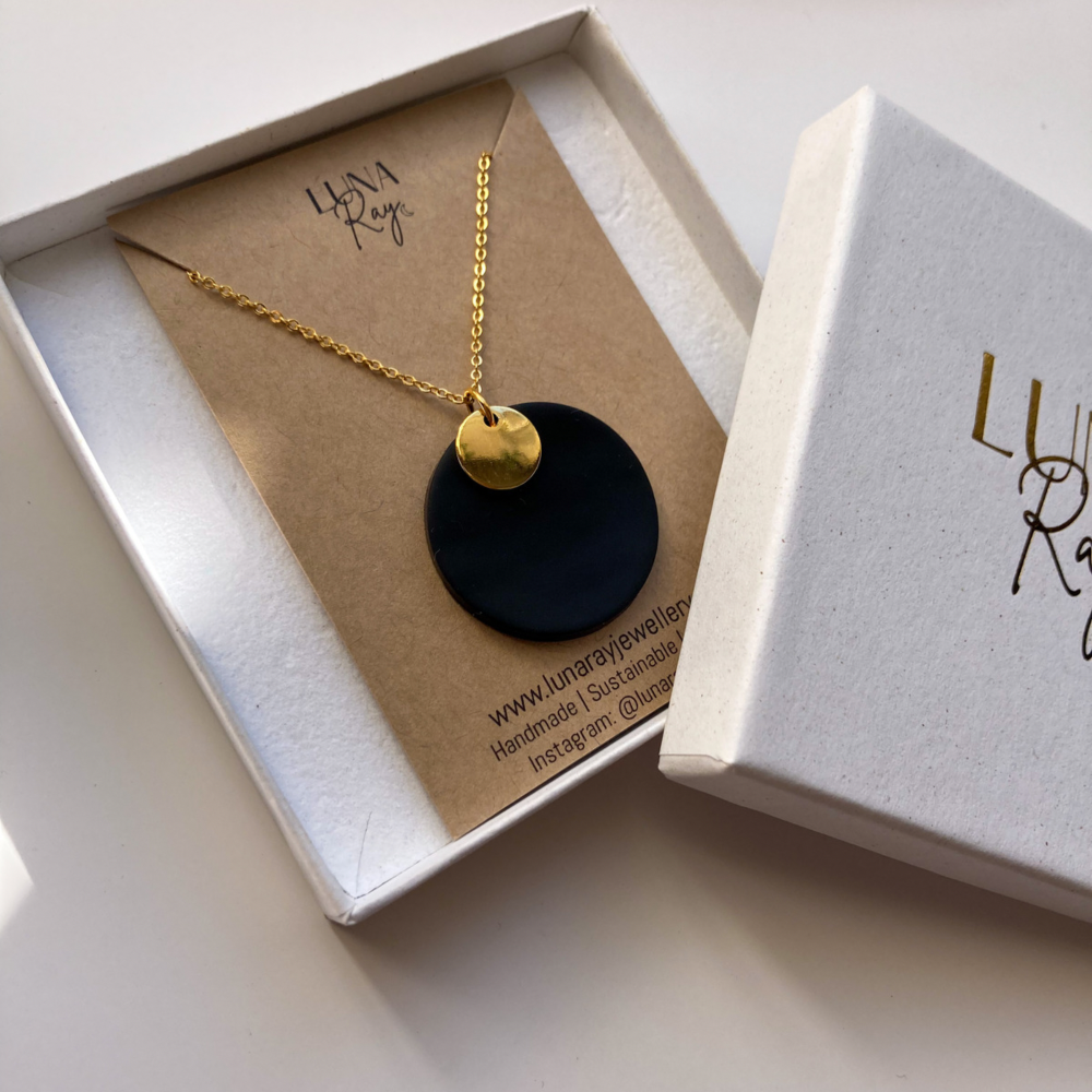 Handmade Clay Jewellery | The Eclipse (Black) | Luna Ray Jewellery